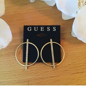 New Guess Earring Gold, Rhinestone Size M
